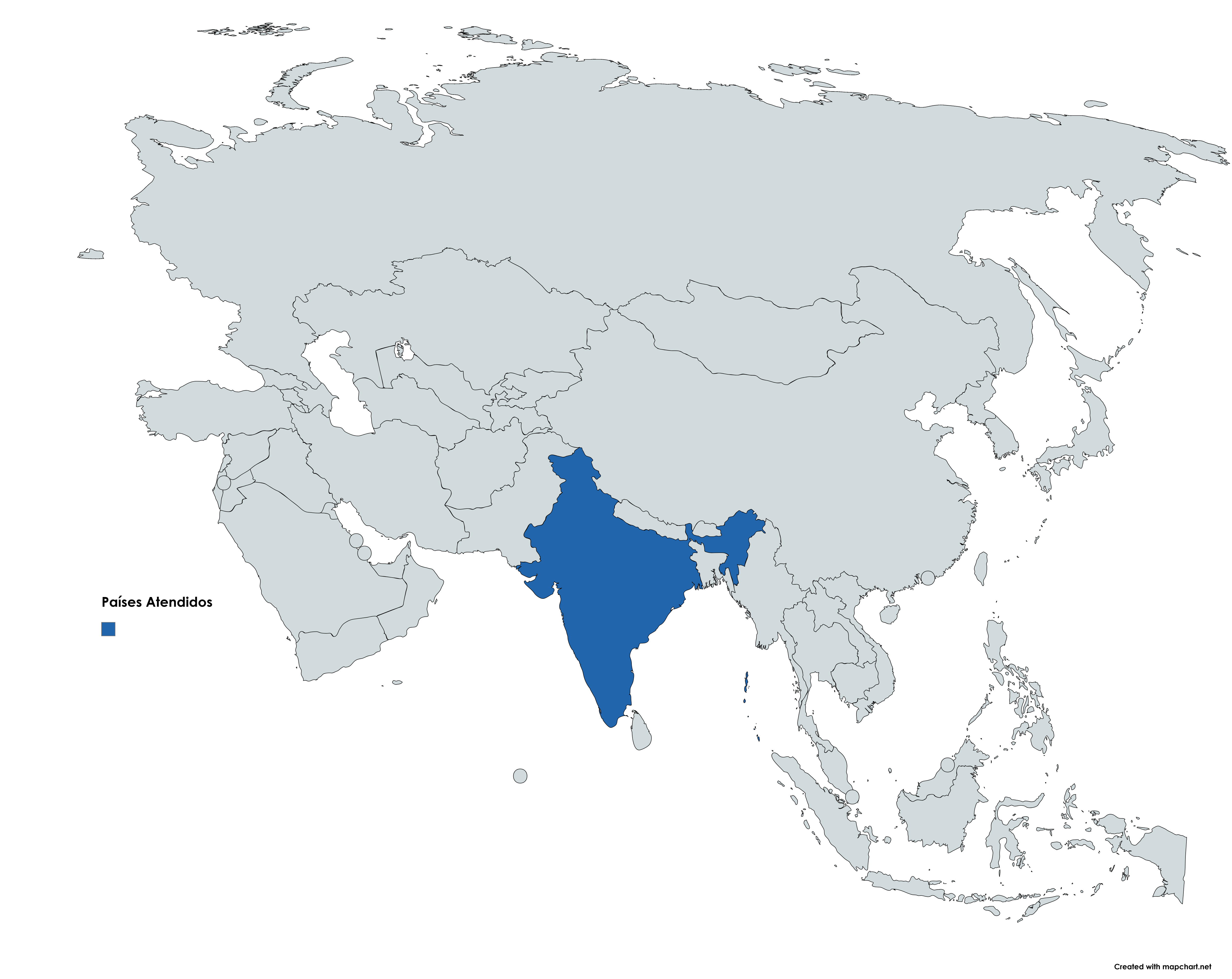 Mapa mundial mostrando países onde atuamos